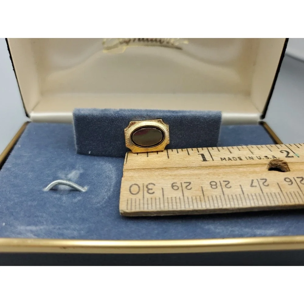 Vintage Signature 5 Piece Mesh Wrap Cuff Links Tie Tack Gold Toned Men's Jewelry
